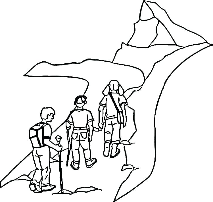 750x711 Mountain Coloring Page Mountain Hiking Camp Coloring Page West