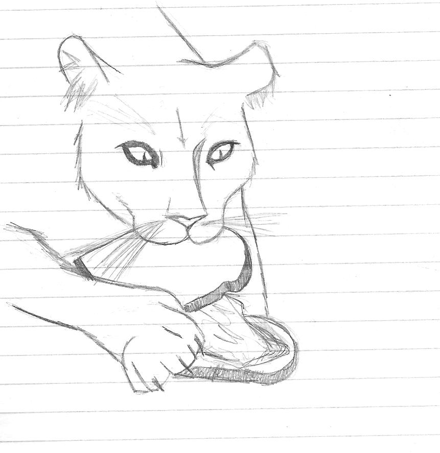 861x887 Mountain Lion Eating Sandwich By Fallen Angel7734