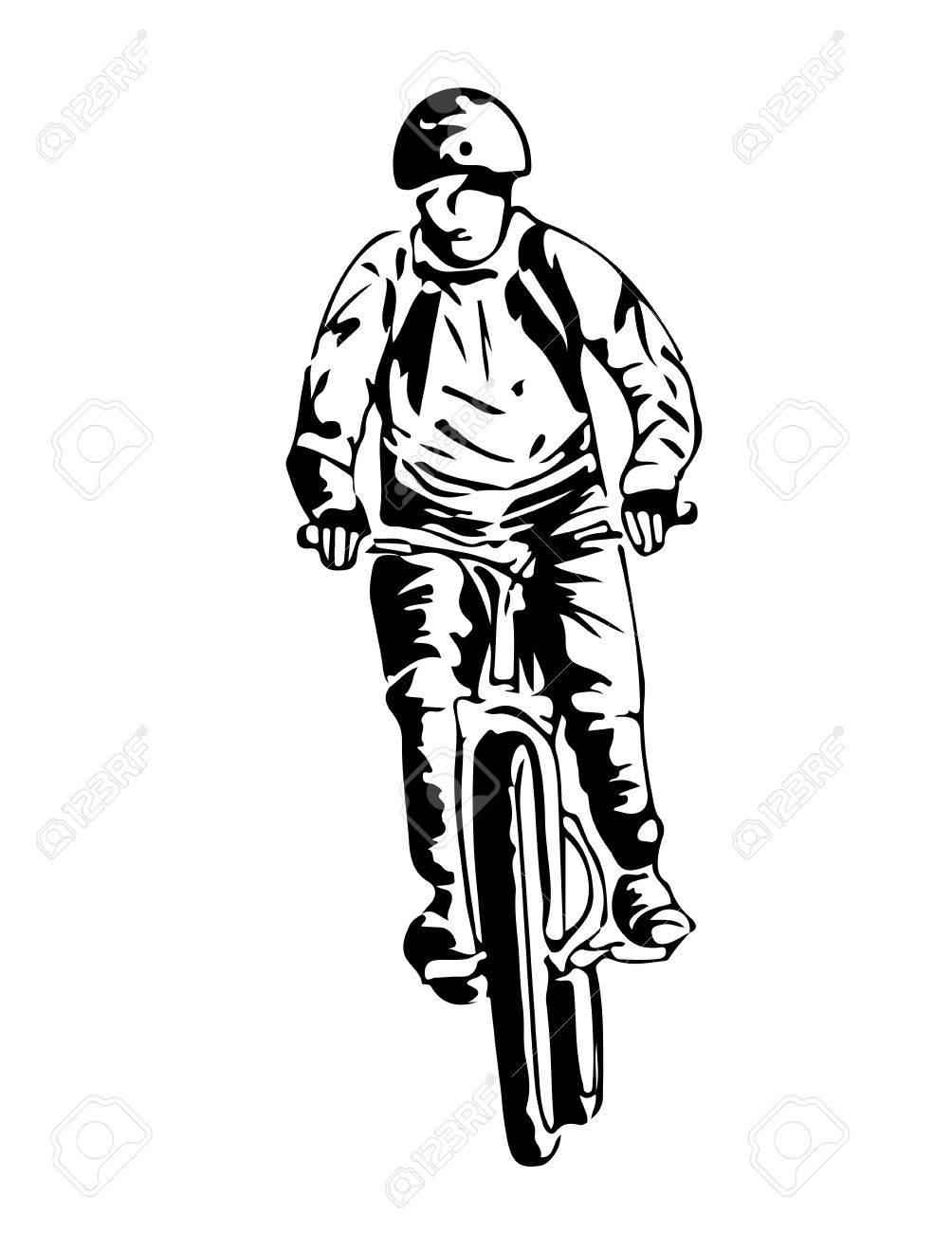 1004x1300 Hand Drawn Sketch Of A Man Rides On A Mountain Bike Or Bicycle
