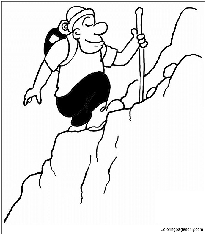 693x789 Man Climbing The Mountain Coloring Page
