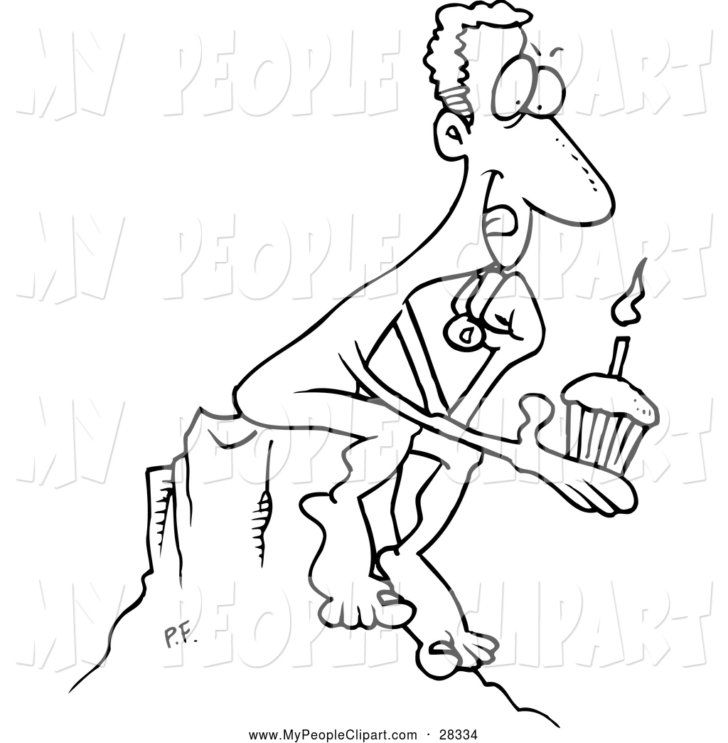 1024x1044 Clip Art Of A Black And White Man Sitting On A Mountain And Making