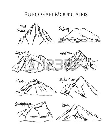 391x450 Hand Drawn Mountain Peak Royalty Free Cliparts, Vectors, And Stock