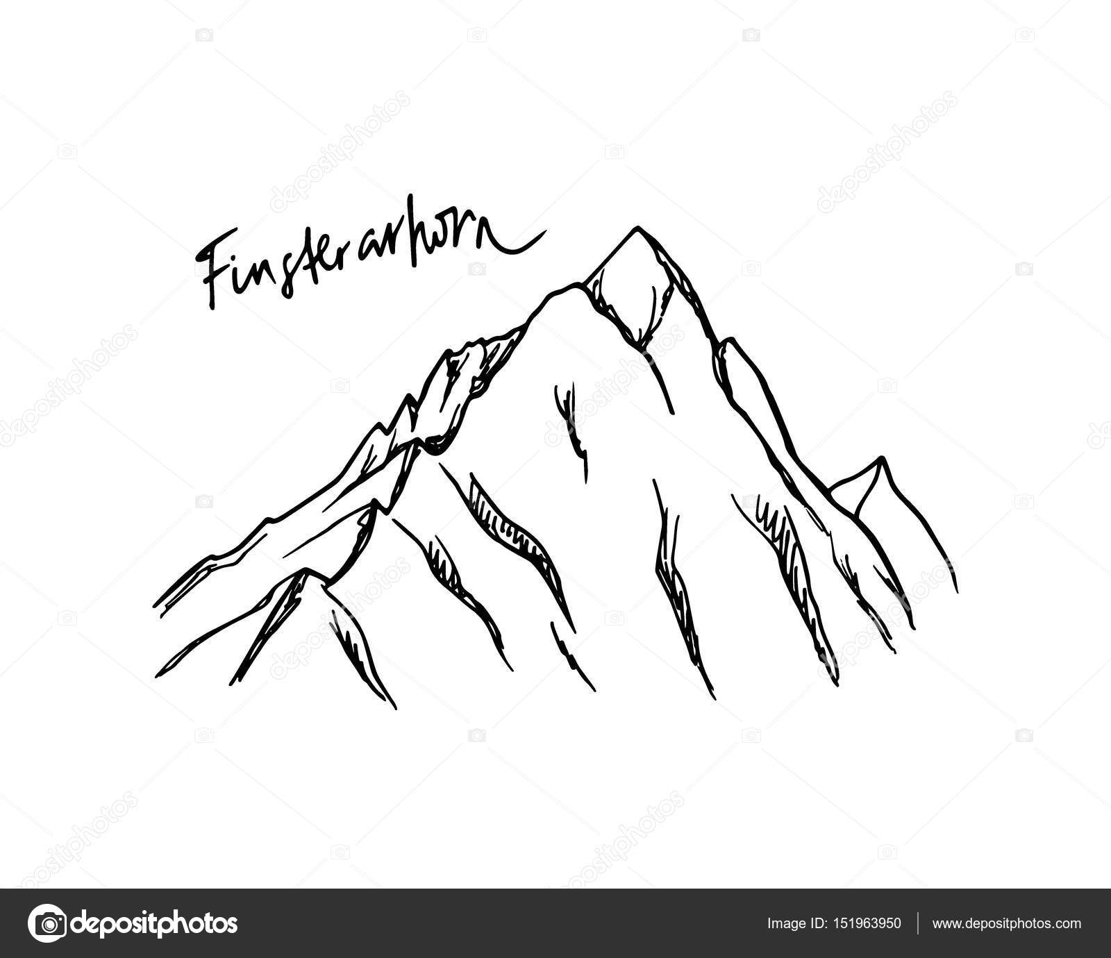 1600x1380 Hand Drawn Mountain Peak Stock Vector Ezhevica
