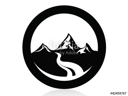 500x375 Mountain Peaks In Circle Logo,icon,sign,vector Stock Image