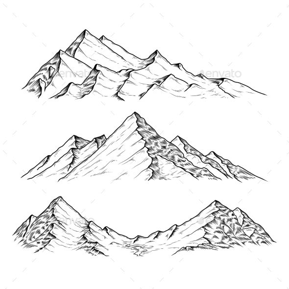 590x590 Hand Drawn Vector Illustration The Mountains Hand Drawn