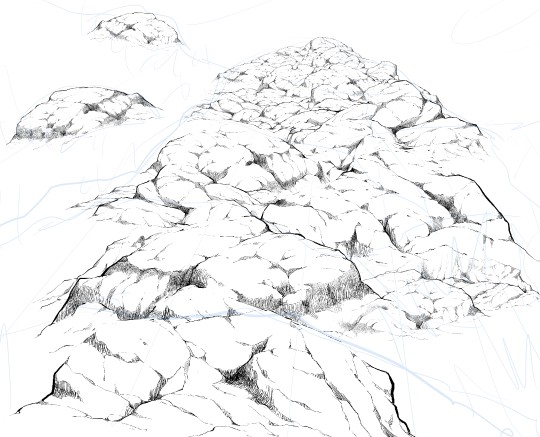 540x437 Just Stamp And Connect. Draw Rock Scenery Of The Mountains