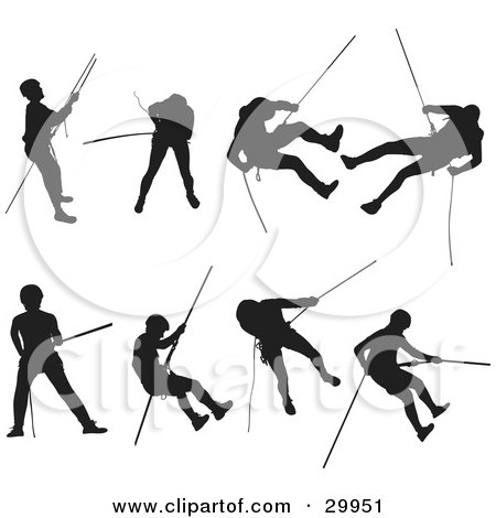 450x470 Clipart Illustration Of A Series Of Silhouetted Rock Climbers
