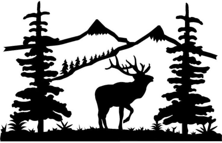 736x472 Elk Scene Silhouette Clipart