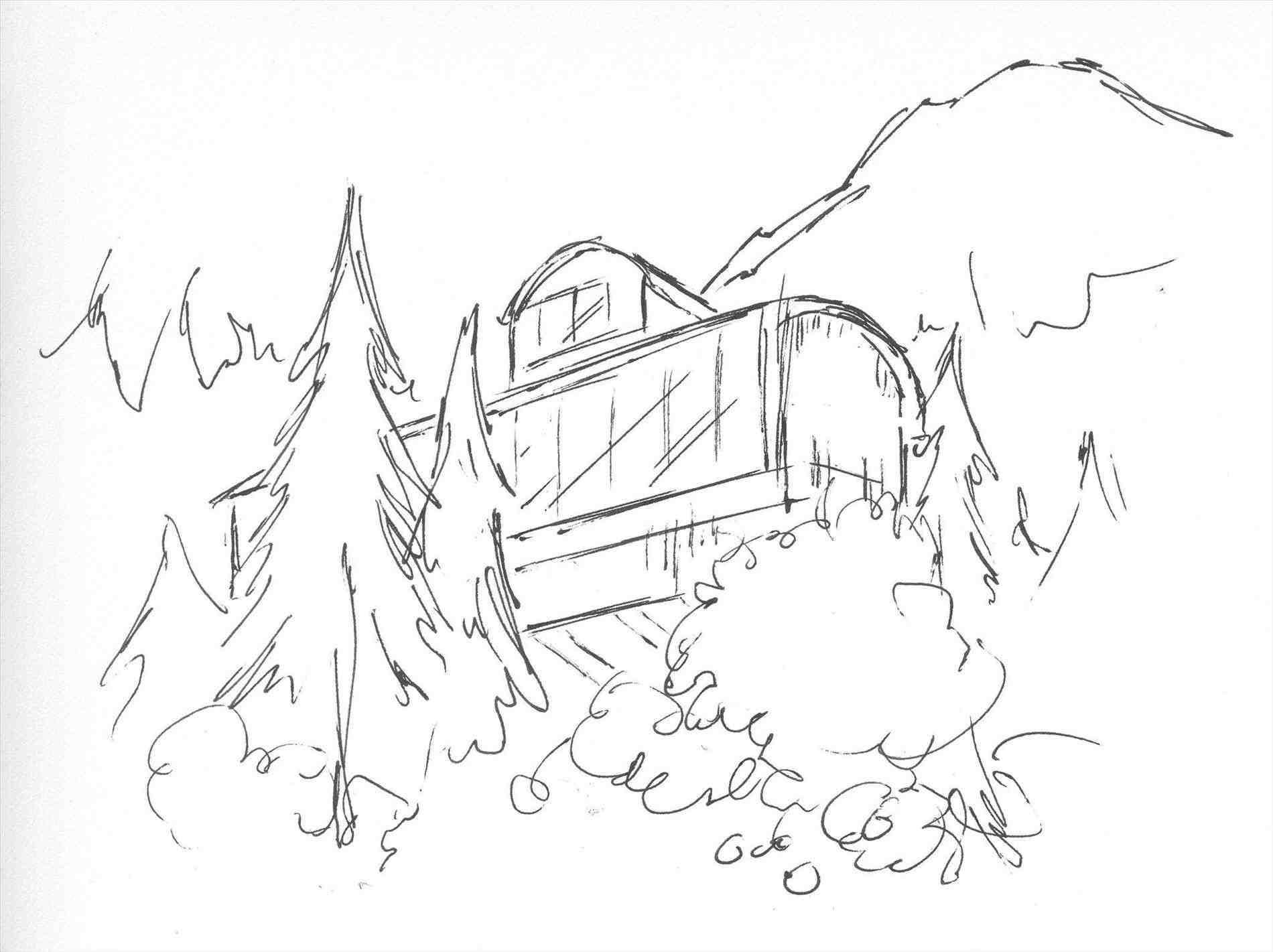 1900x1421 House In The Mountains Drawing
