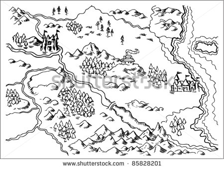 450x340 Drawing Of A Map Of A Fantasy Land Showing Rivers Mountain Range