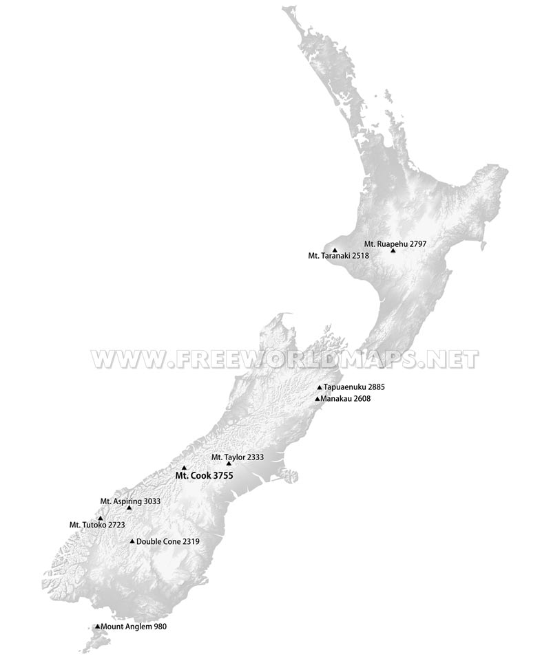 800x964 New Zealand Physical Map