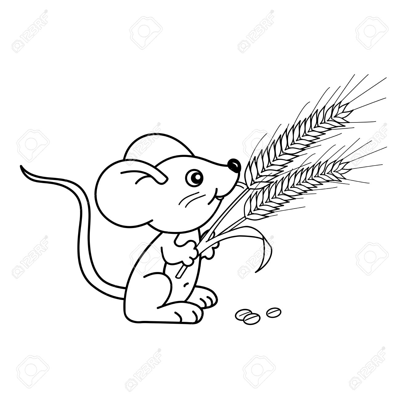 1300x1300 Coloring Page Outline Of Cartoon Little Mouse With Spikelets