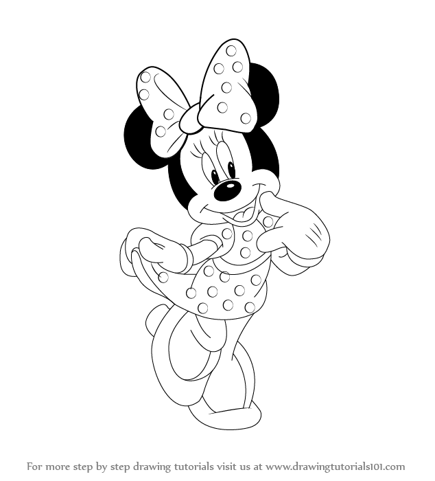 634x700 Learn How To Draw Minnie Mouse (Minnie Mouse) Step By Step