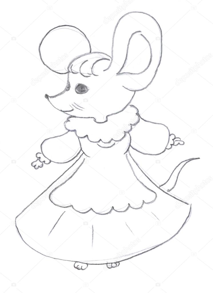 745x1024 Female Mouse Drawing Stock Photo Nadyaus