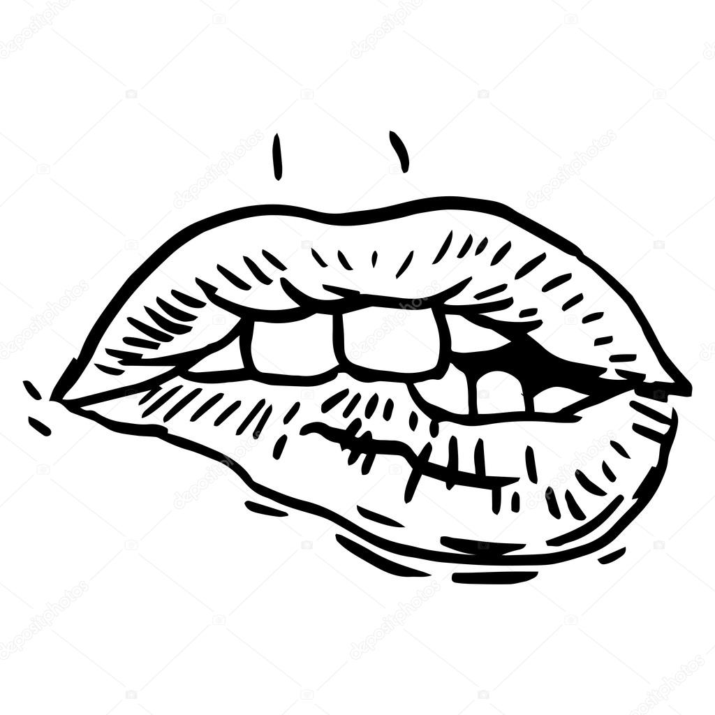 1024x1024 Fashion Vector Hand Drawn Female Lips Stock Vector Takhmet