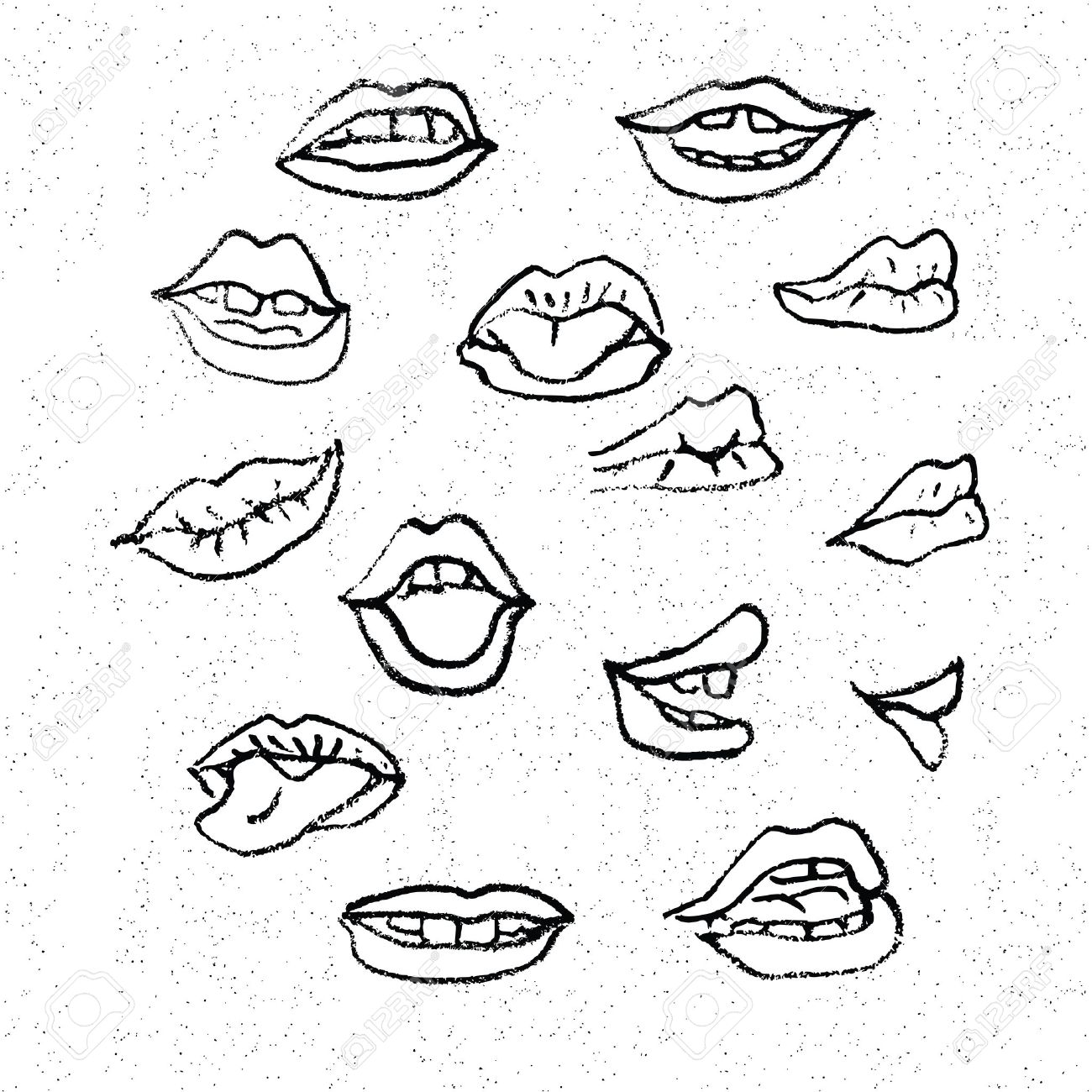 1300x1300 Lips Set, Attractive Human Mouths. Cartoon Mouth Icons. Every
