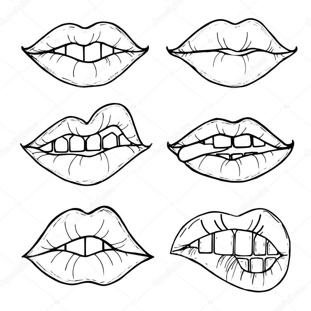 1024x1024 Open Female Mouth With Black Lips. Womens Lips Isolated On A White