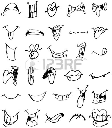 393x450 Outlined Cartoon Mouth Set Royalty Free Cliparts, Vectors,