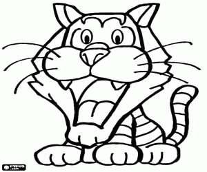 300x250 Tiger With The Mouth Open Coloring Page Printable Game