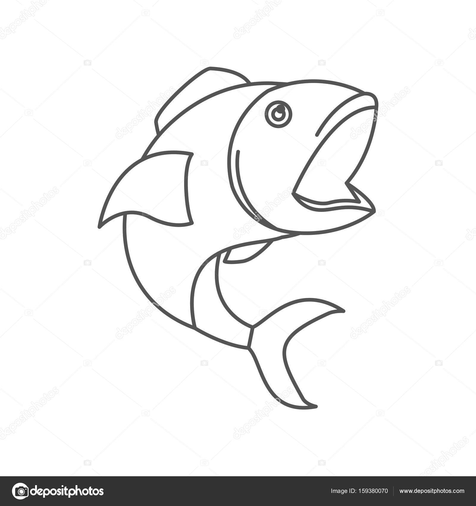 1600x1700 Sketch Silhouette Of Open Mouth Fish Stock Vector Grgroupstock