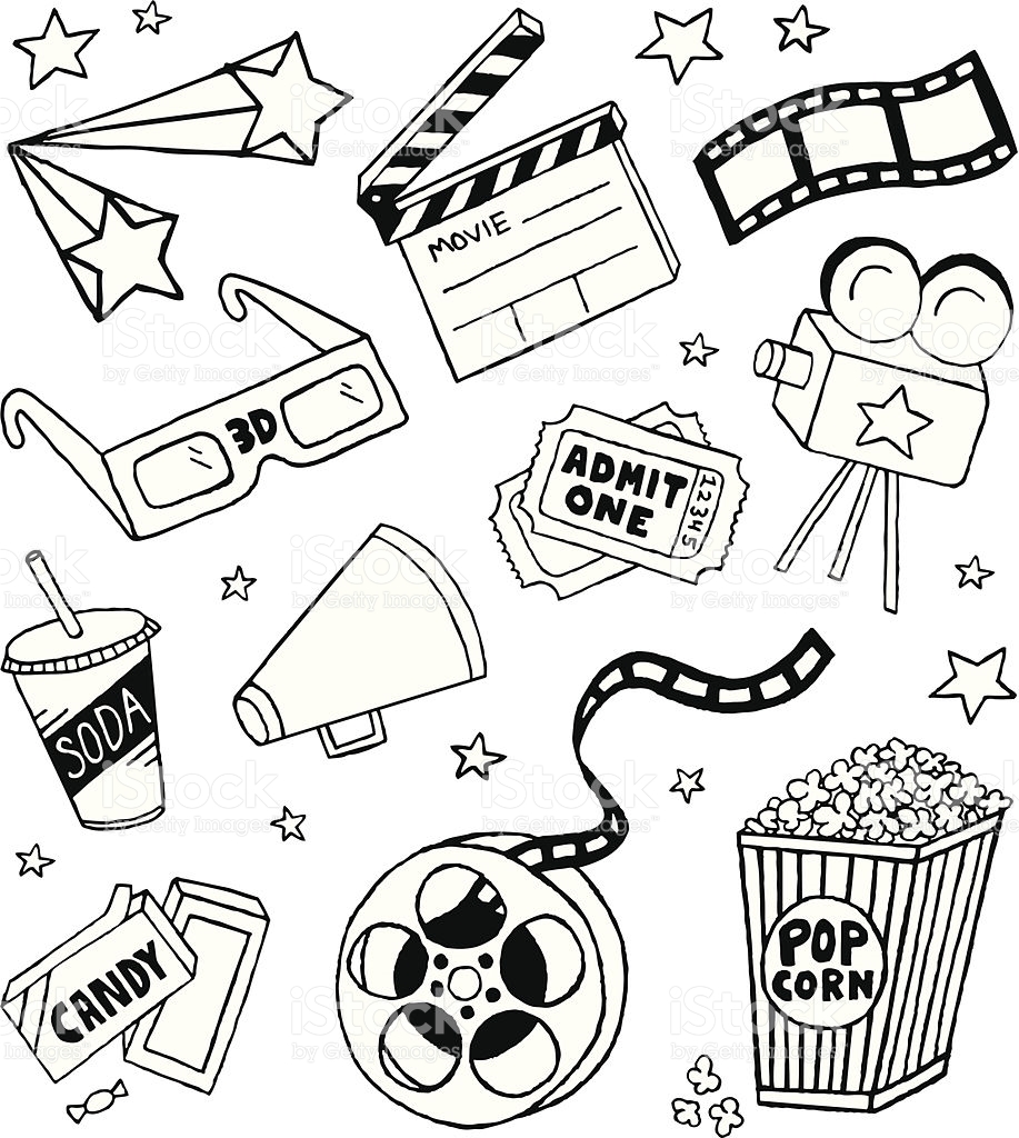917x1024 A Movie Themed Doodle Page. Vector Art, Doodles And Royalty