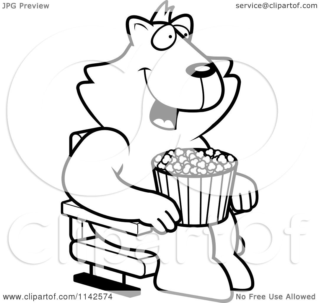 1080x1024 Cartoon Clipart Of A Black And White Happy Cat With Popcorn