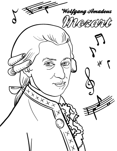 392x507 Printable Mozart Coloring Page. Free Pdf Download
