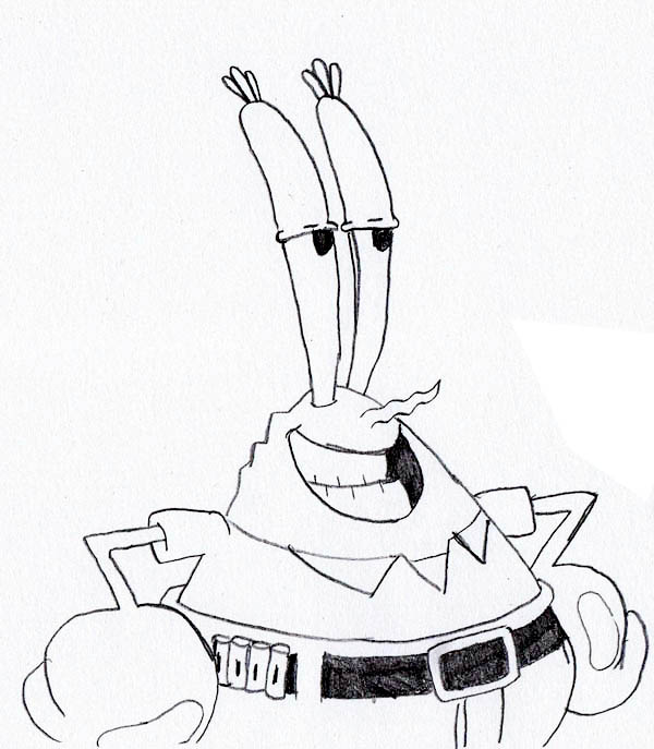 600x687 Mr Krabs Look Really Relieved Coloring Page