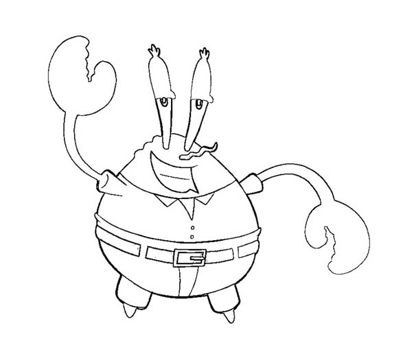 600x500 Mr Krabs Say Hi Coloring Page