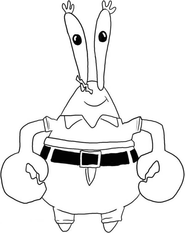 600x757 Mr Krabs Standing Coloring Page