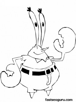 252x338 Printable Cartoon Spongebob Mr Krabs Coloring Pages