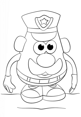 333x480 Mr. Potato Head Police Officer Coloring Page Free Printable