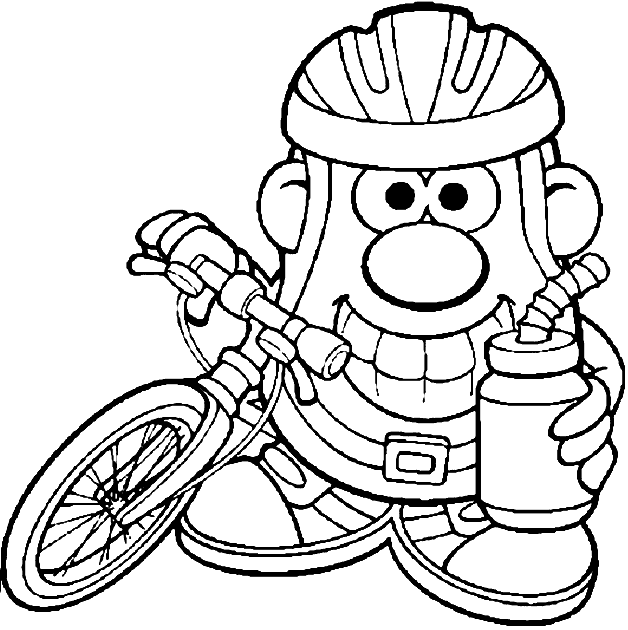 628x630 Coloring Mr Potato With A Bike Picture