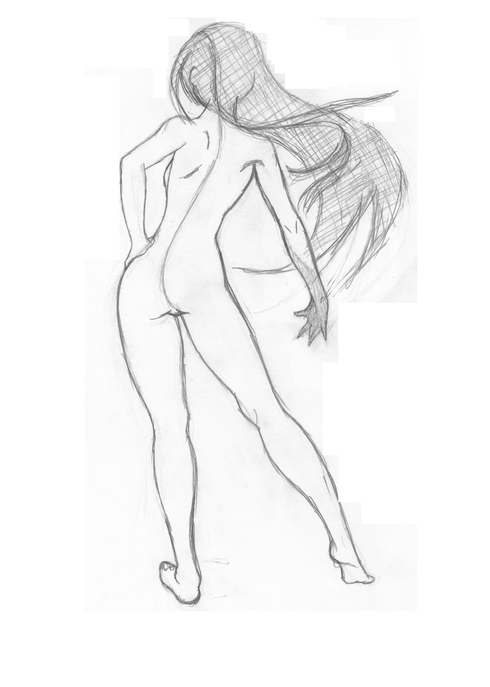 713x1000 Girl Standing Rear View By Borjeman