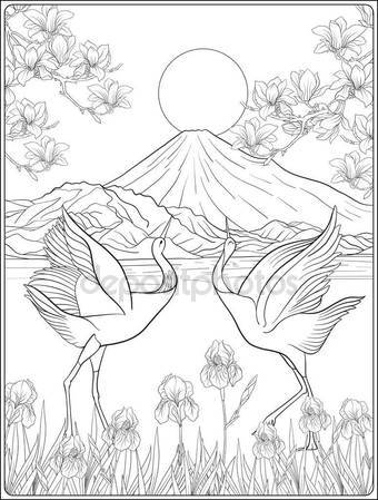 340x449 Mount Fuji Isolated Drawing. Stock Vector Illustration. Stock