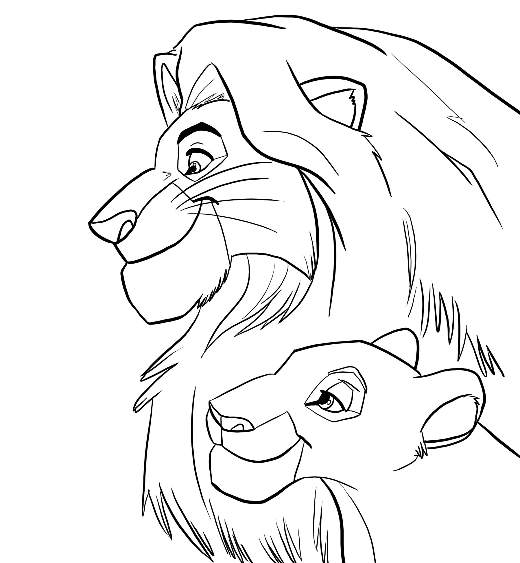1798x1946 Mufasa And Sarabi Lineart By Senshee