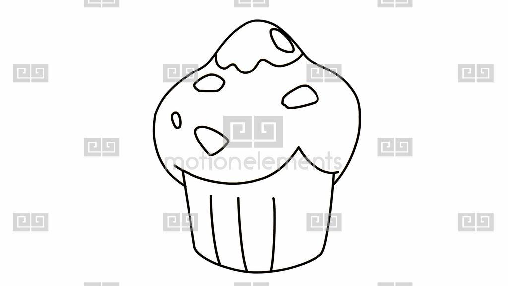 1024x576 Muffin Food Sketch Illustration Hand Drawn Animation Transparent