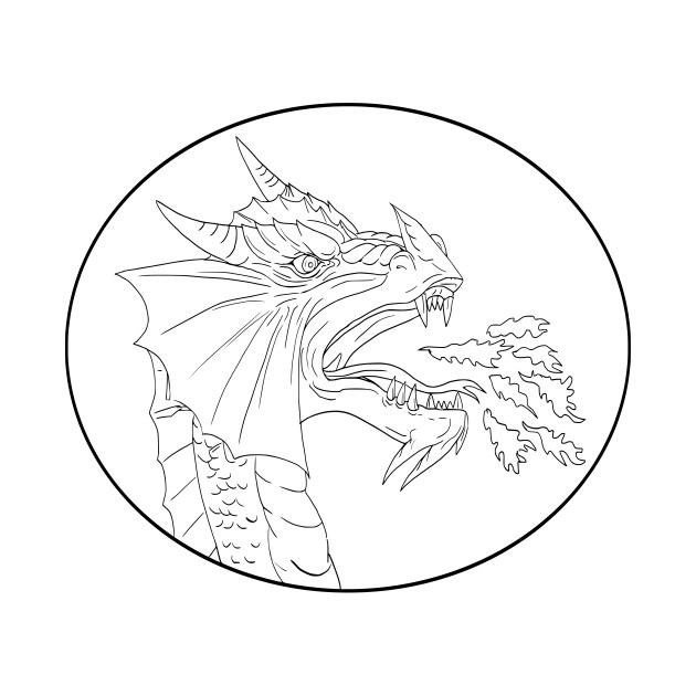 630x630 Dragon Fire Circle Drawing