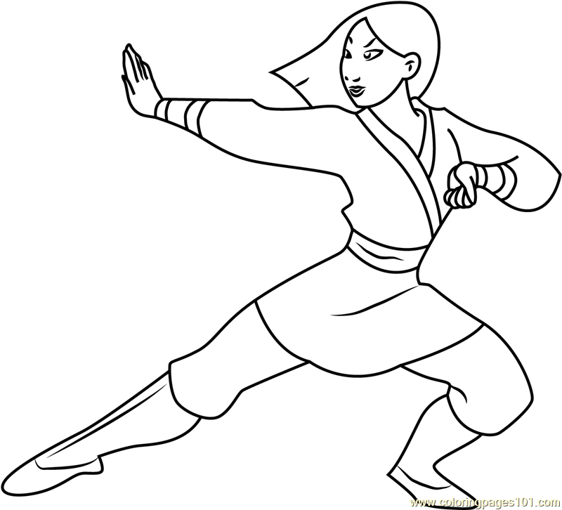 800x726 Mulan As Warrior Coloring Page