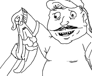 300x250 Realistc Mario With A Mullet Takes A Bananna