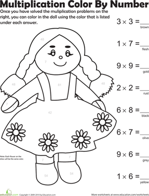 301x395 Multiplication Color By Number Doll 1 Worksheet