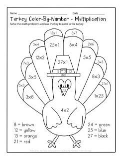 247x320 Turkey Color By Number Multiplication Amp Addition The Puzzle Den