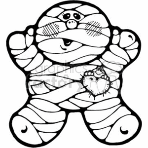 300x300 Royalty Free Black And White Cartoon Mummy 144929 Vector Clip Art