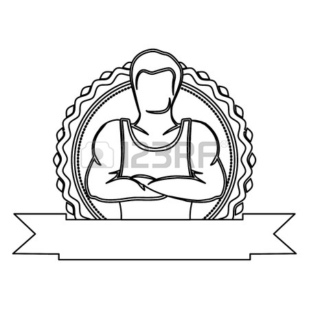 450x450 Silhouette Drawing Half Body Muscle Man Fitness Vector