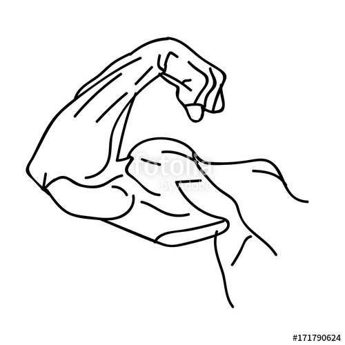 500x500 Strong Power, Muscle Arms Vector Icon. Muscular Hand Symbol