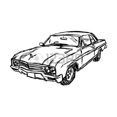 450x450 Illustration Doodle Hand Drawn Of Sketch Set Old Car Isolated