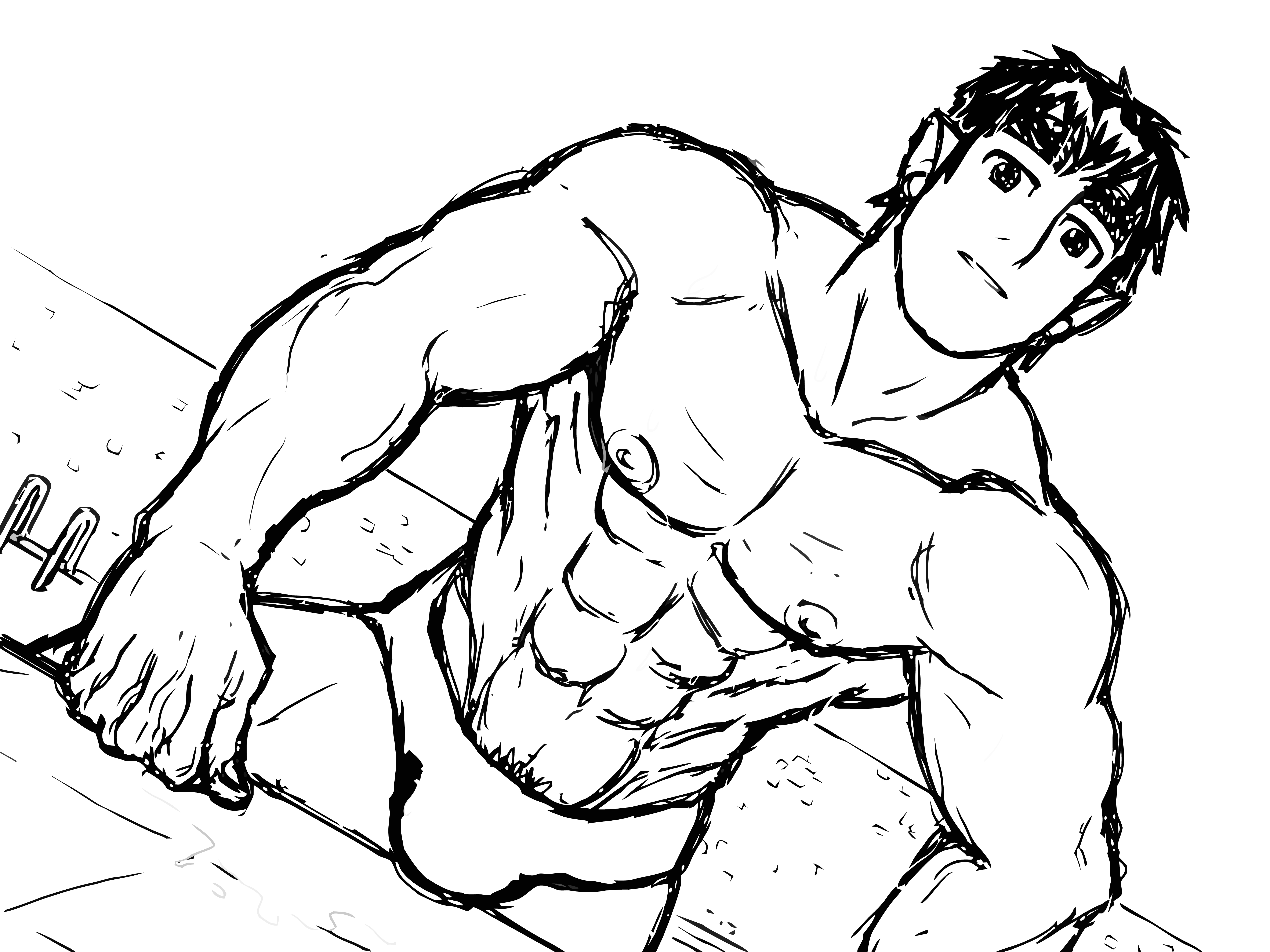6000x4500 Muscle Guy Line Art By Steponme44
