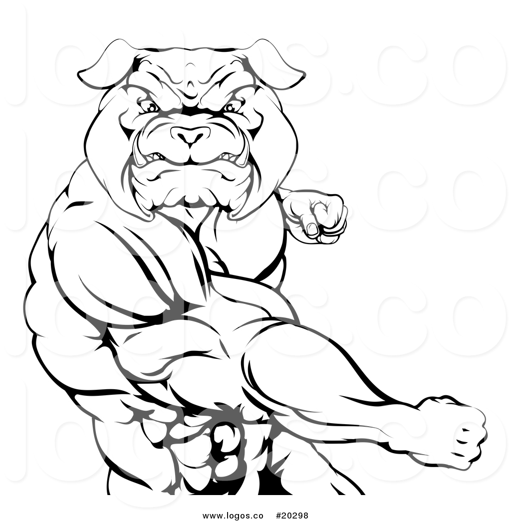 1024x1044 Vector Logo Of A Black And White Angry Muscular Bulldog Man