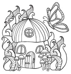 236x247 Mushroom House Zentangle Stylized Cartoon Isolated On White