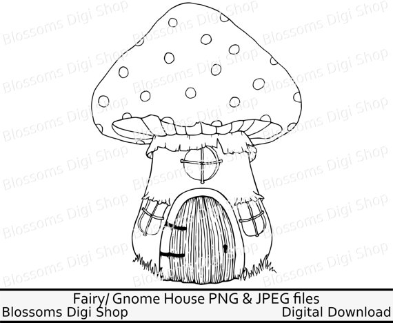 570x468 Mushroom House Digi Fairy House Clipart Fairy House Digital